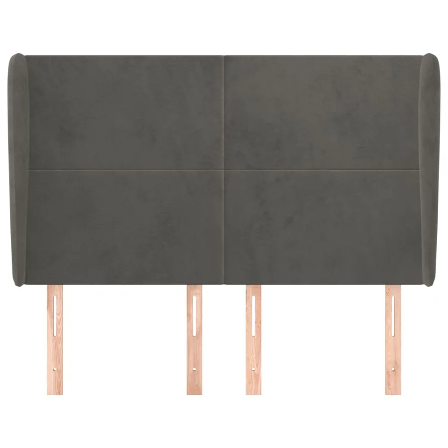 Tête de lit avec oreilles Gris foncé 147x23x118/128 cm Velours - 3