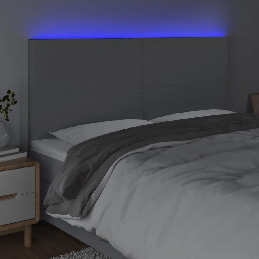 Tête de lit à LED Gris clair 160x5x118/128 cm Tissu - 3