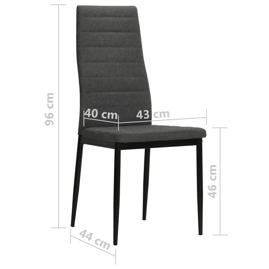 Chaises à manger lot de 6 gris foncé tissu - 8