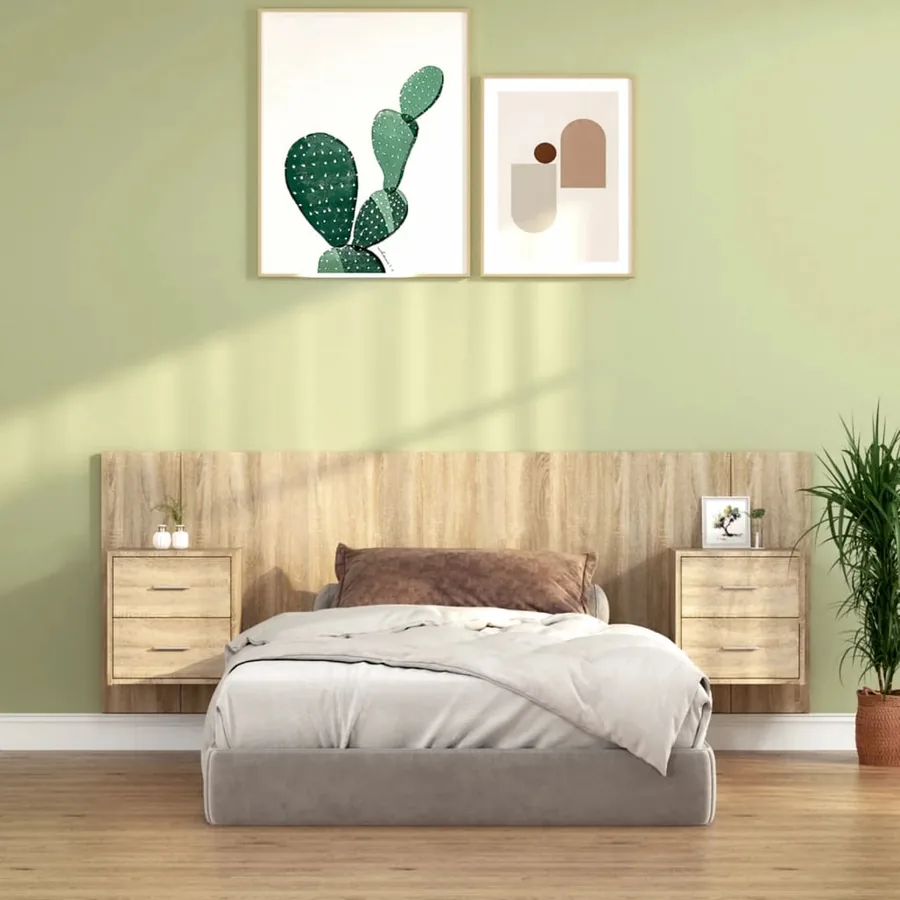 Tête de lit avec armoires Chêne sonoma Bois d'ingénierie