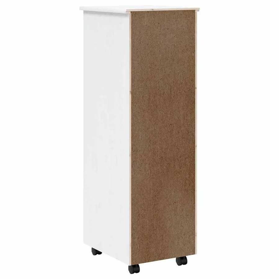 Armoire roulante avec tiroirs MOSS blanc bois de pin solide - 6