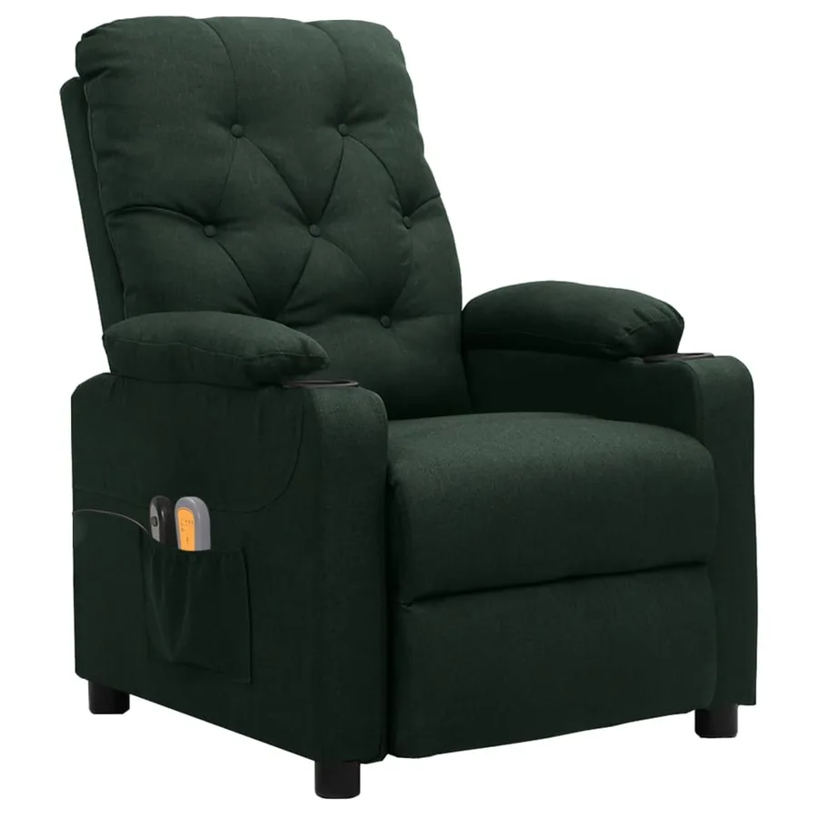 Fauteuil électrique de massage Vert foncé Tissu - 2