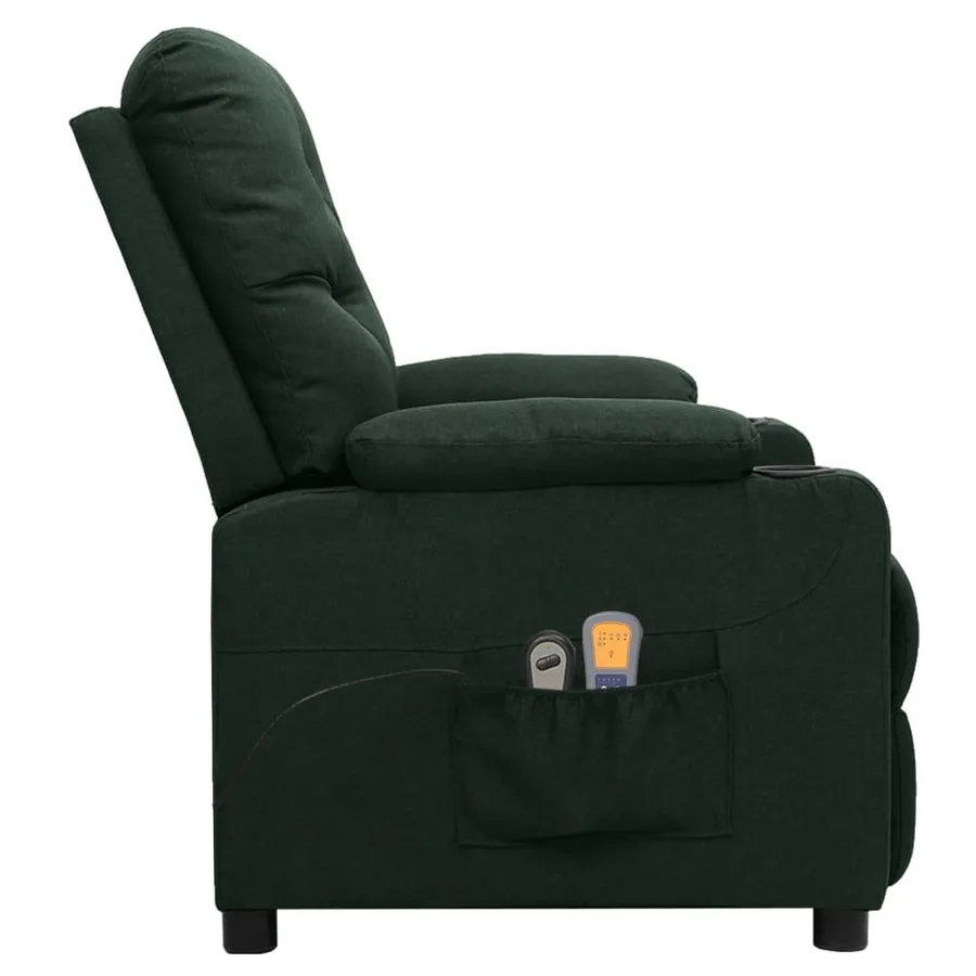 Fauteuil électrique de massage Vert foncé Tissu - 4