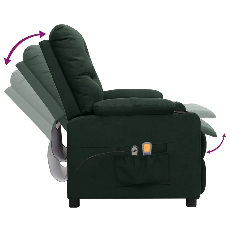 Fauteuil électrique de massage Vert foncé Tissu - 6