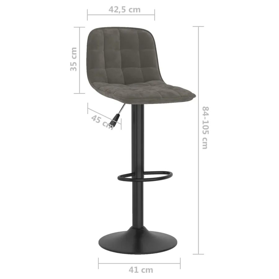 Tabourets de bar lot de 2 gris foncé velours - 10