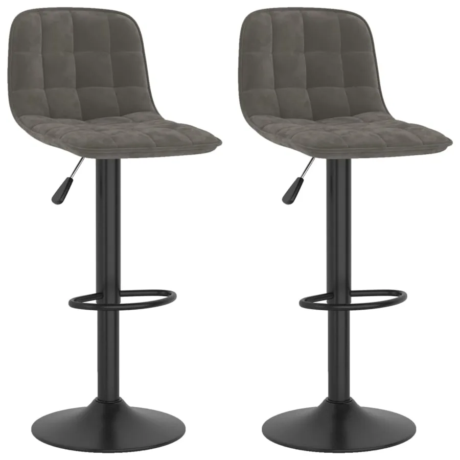 Tabourets de bar lot de 2 gris foncé velours - 2