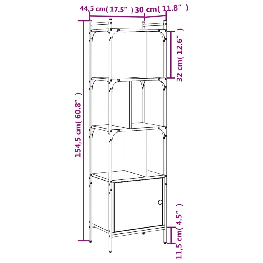Bibliothèque avec porte chêne sonoma 44,5x30x154,5 cm - 10