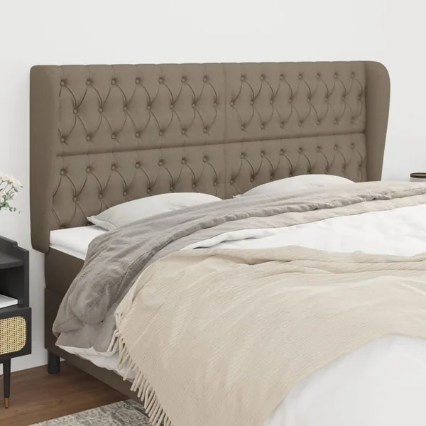 Tête de lit avec oreilles Taupe 203x23x118/128 cm Tissu