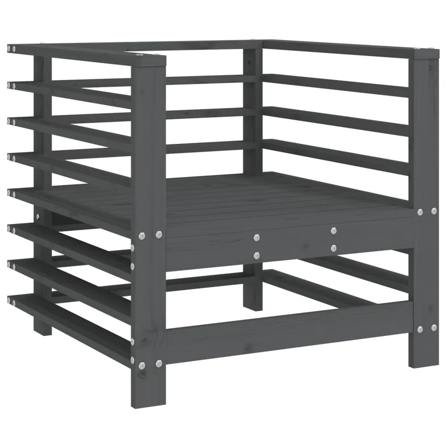 Chaises de jardin et coussins lot de 2 gris bois de pin massif - 5