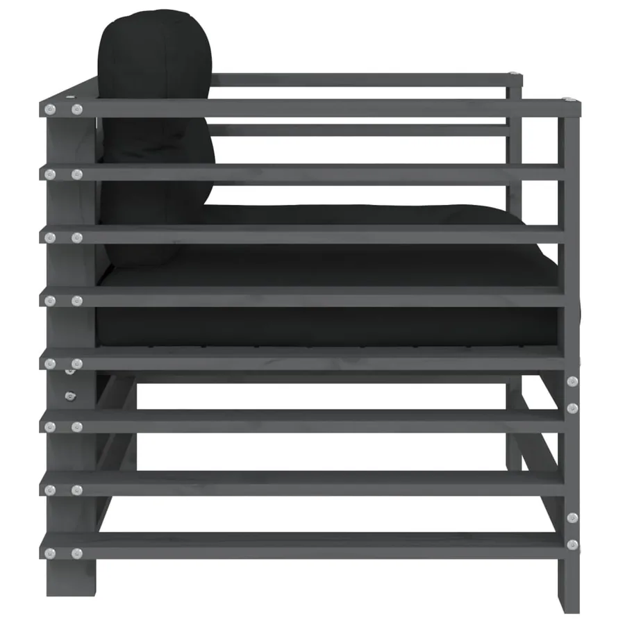 Chaises de jardin et coussins lot de 2 gris bois de pin massif - 7