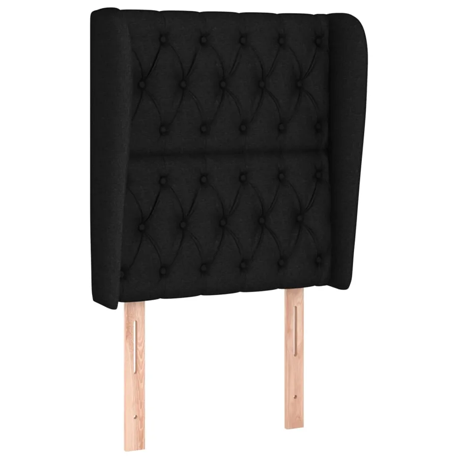 Tête de lit avec oreilles Noir 83x23x118/128 cm Tissu - 2