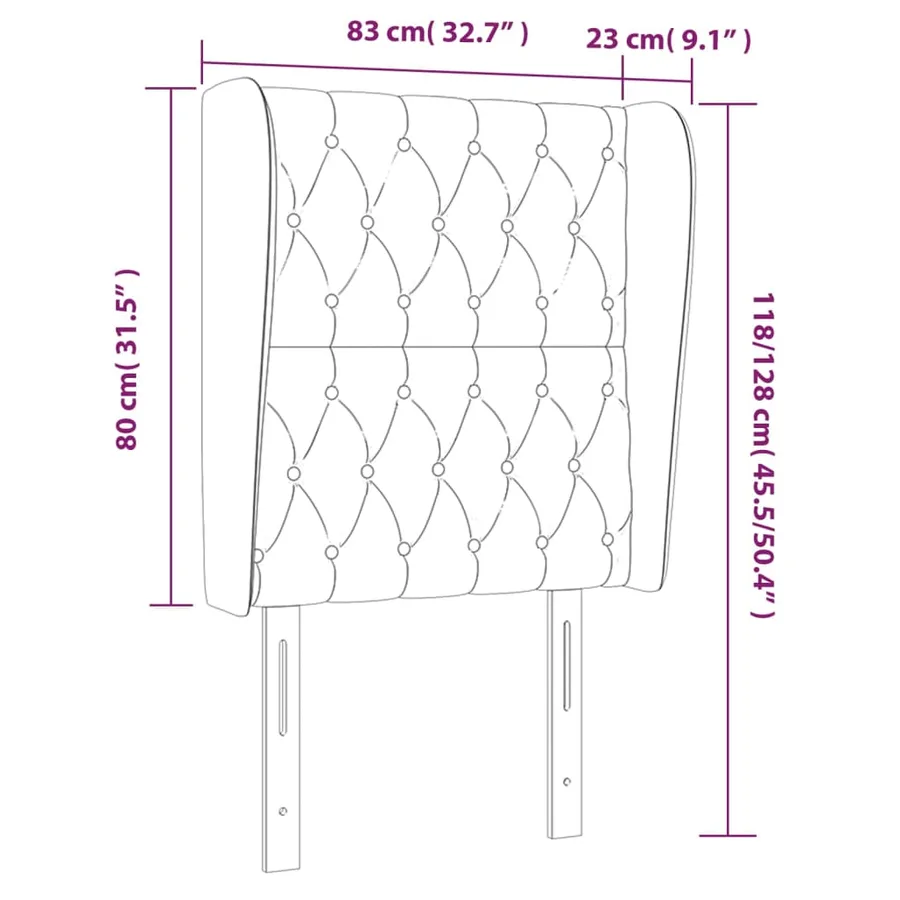 Tête de lit avec oreilles Noir 83x23x118/128 cm Tissu - 9
