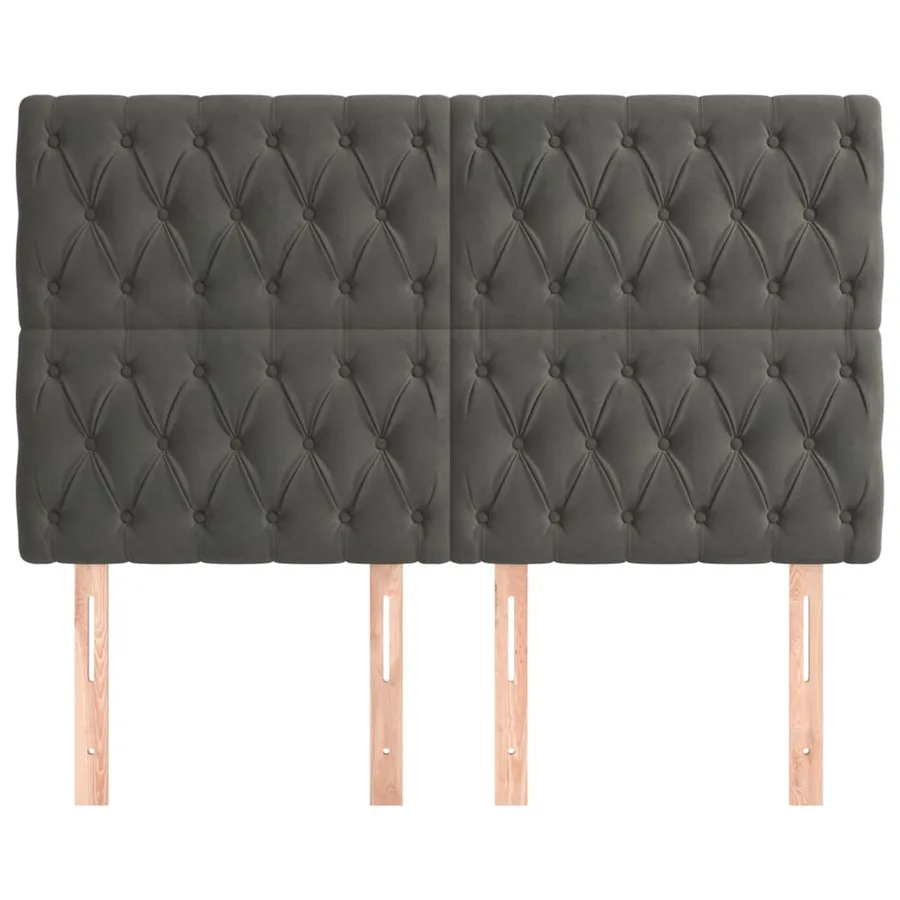 Tête de lit Gris foncé 160x7x118/128 cm Velours - 3