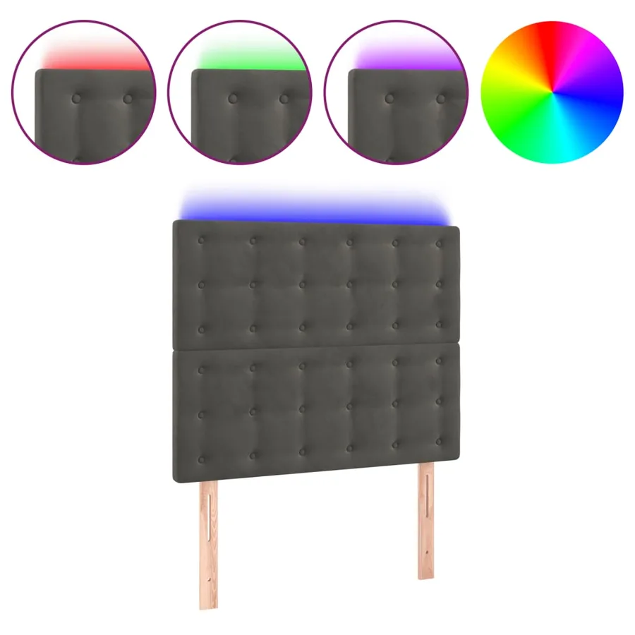 Tête de lit à LED Gris foncé 90x5x118/128 cm Velours - 2