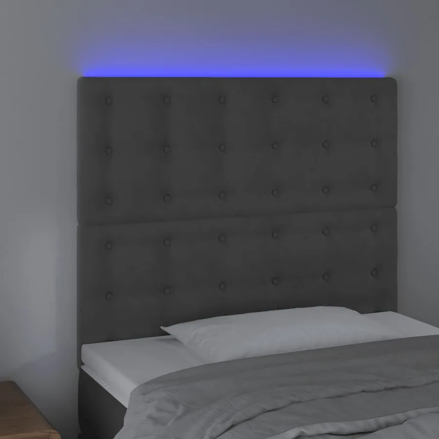 Tête de lit à LED Gris foncé 90x5x118/128 cm Velours - 3