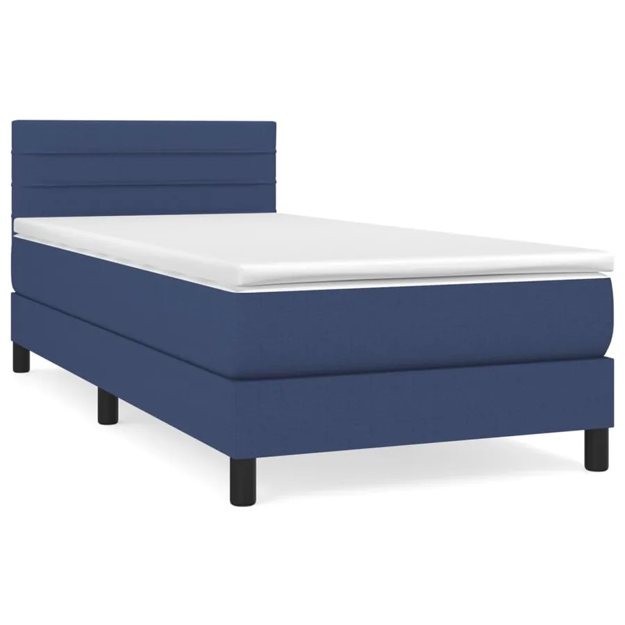 Sommier à lattes de lit avec matelas Bleu 90x200 cm Tissu - 2