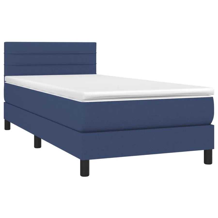Sommier à lattes de lit avec matelas Bleu 90x200 cm Tissu - 3