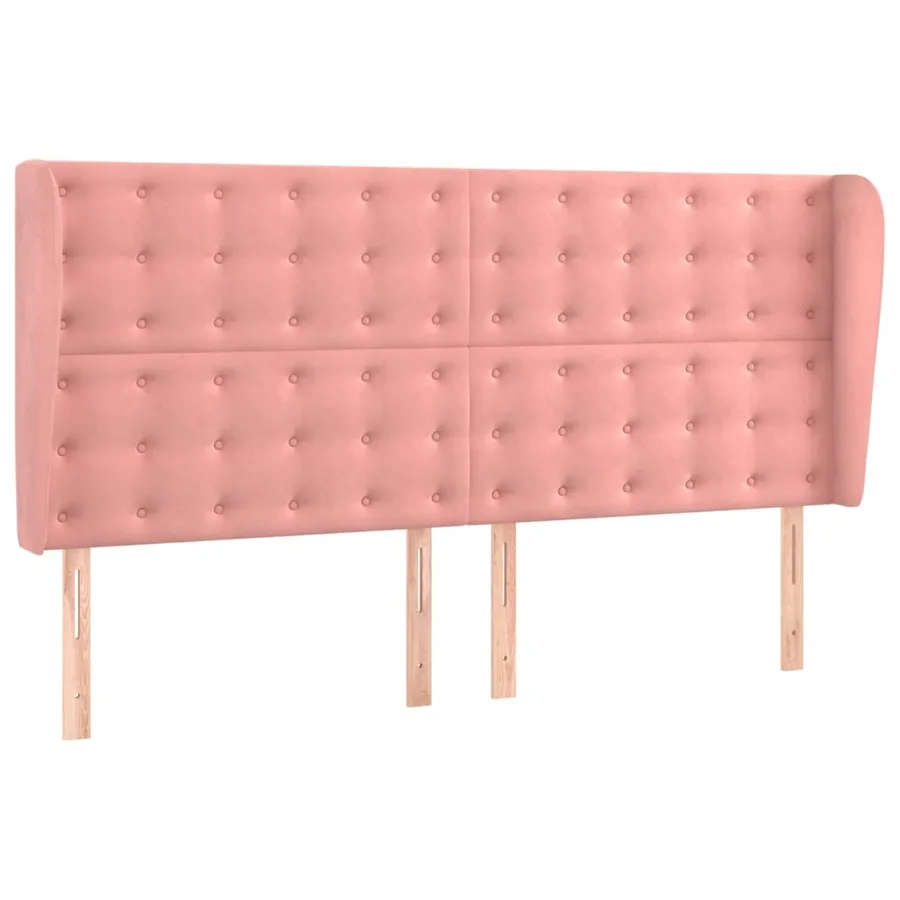 Tête de lit avec oreilles Rose 183x23x118/128 cm Velours - 2