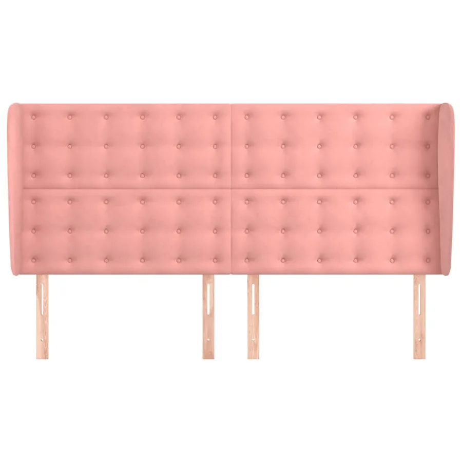 Tête de lit avec oreilles Rose 183x23x118/128 cm Velours - 3
