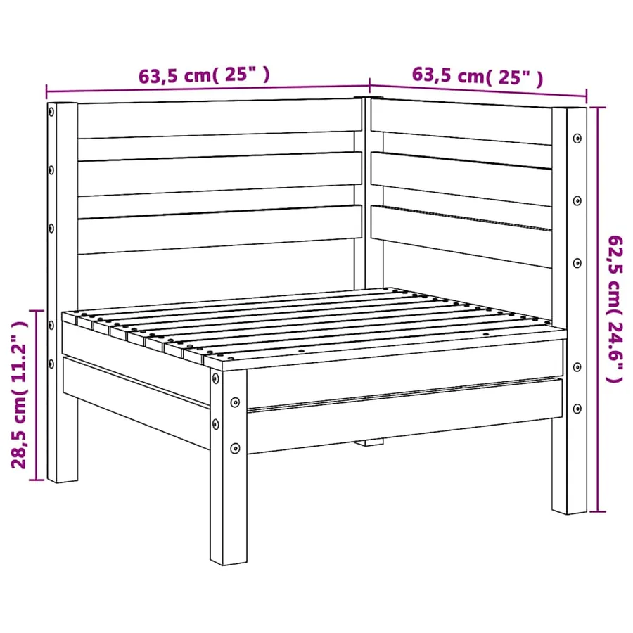 Canapés d'angle de jardin 2 pcs gris bois de pin massif - 6