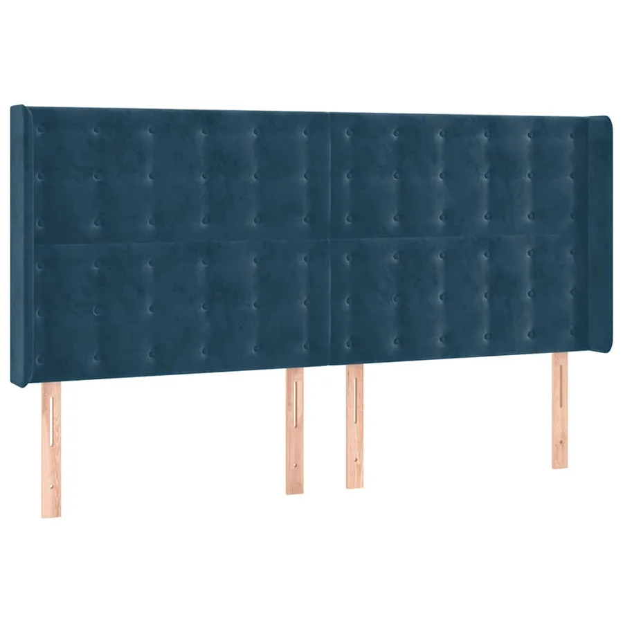 Tête de lit avec oreilles Bleu foncé 203x16x118/128 cm Velours - 2