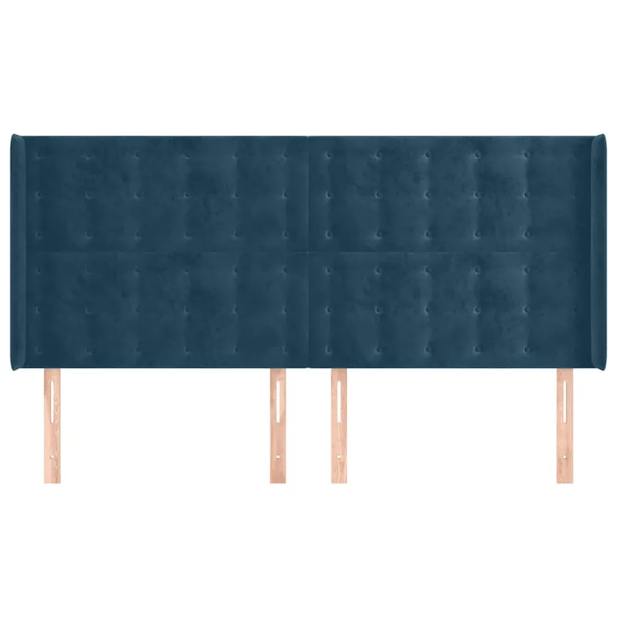 Tête de lit avec oreilles Bleu foncé 203x16x118/128 cm Velours - 3