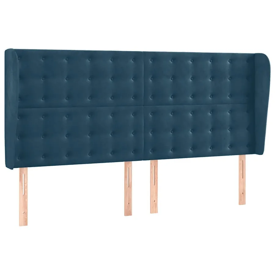Tête de lit avec oreilles Bleu foncé 203x23x118/128 cm Velours - 2
