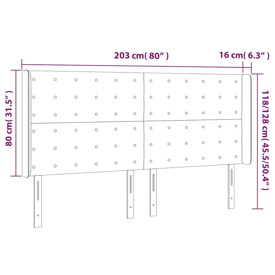 Tête de lit à LED Bleu foncé 203x16x118/128 cm Velours - 7