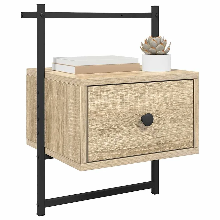 Table de chevet murale 2 pcs chêne sonoma 35x30x51 cm - 4