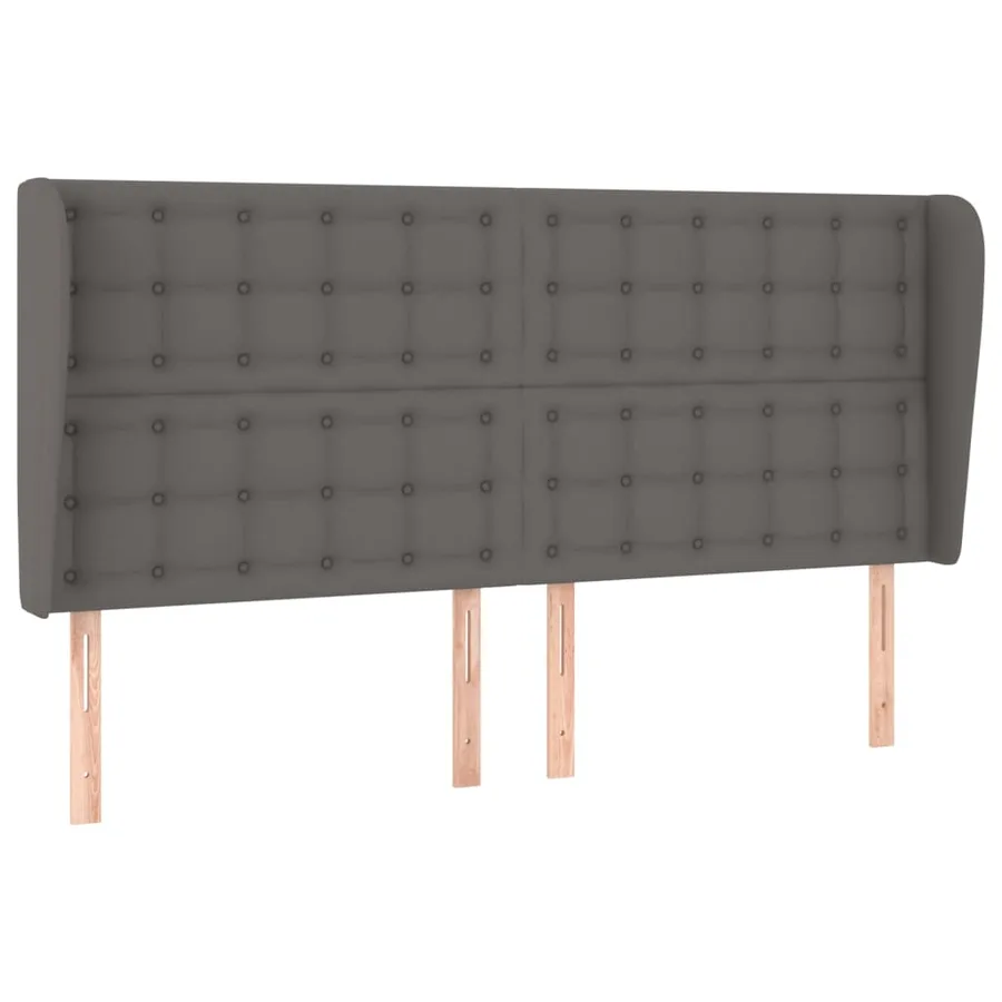 Tête de lit avec oreilles Gris 183x23x118/128 cm Similicuir - 2