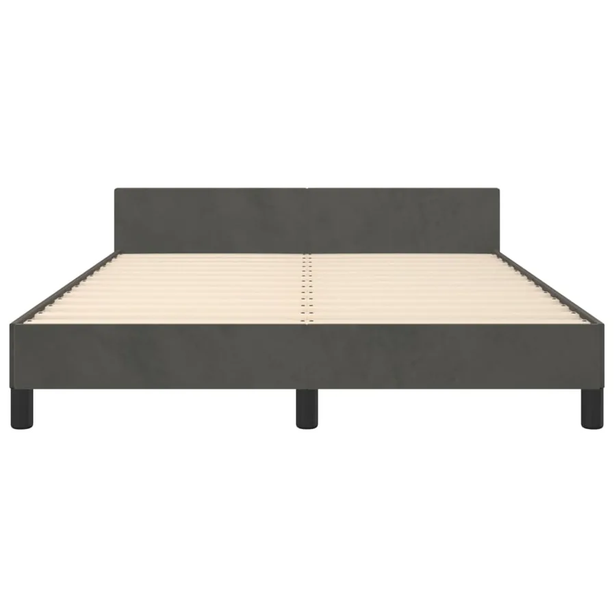 Cadre de lit sans matelas gris foncé 140x200 cm velours - 6