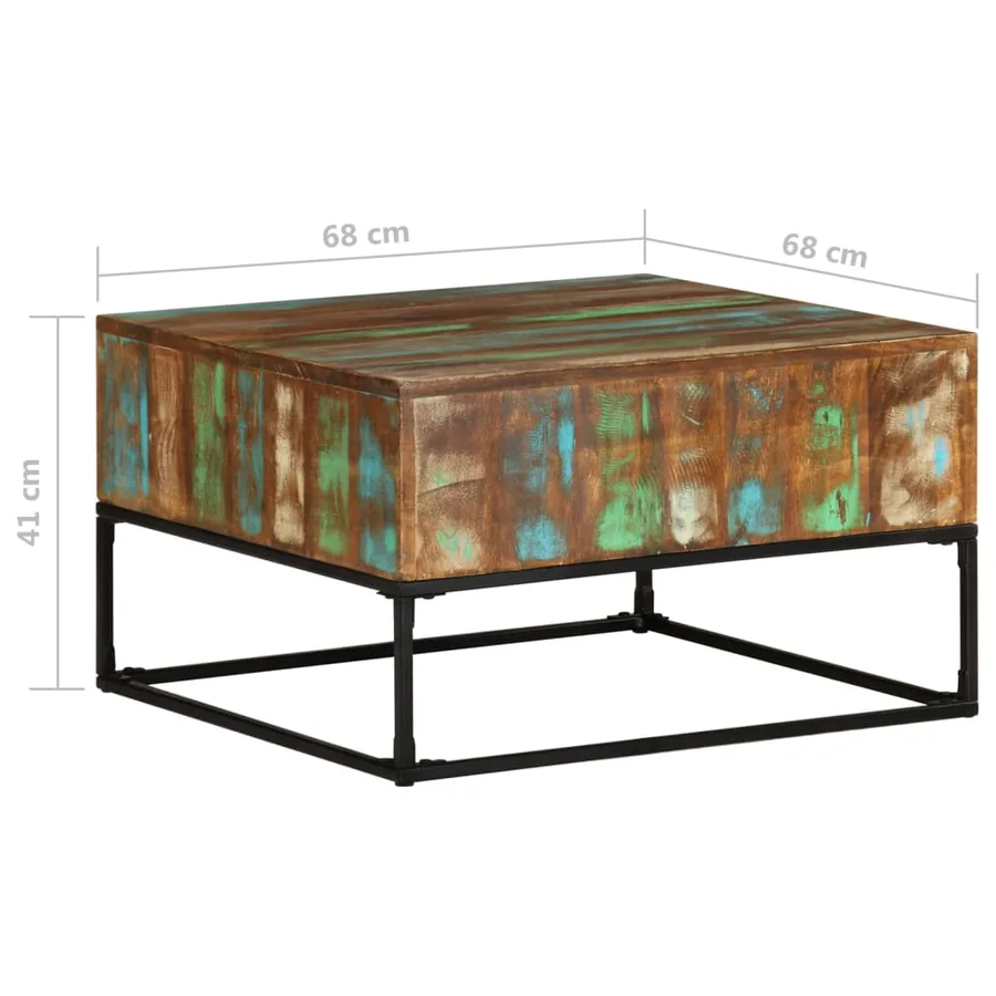 Table basse 68x68x41 cm Bois de récupération solide - 4