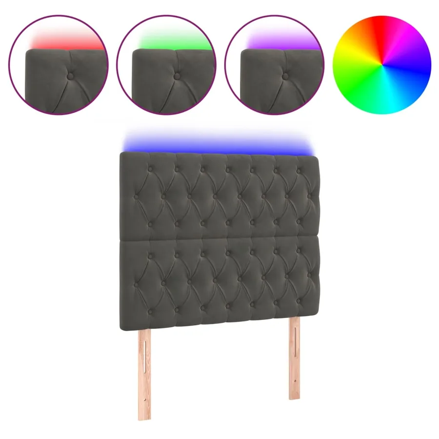 Tête de lit à LED Gris foncé 100x7x118/128 cm Velours - 2