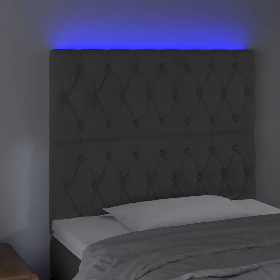 Tête de lit à LED Gris foncé 100x7x118/128 cm Velours - 3