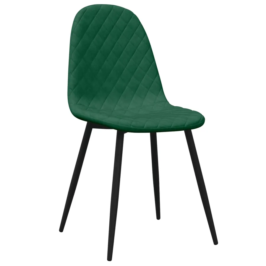 Chaises à manger lot de 4 Vert foncé Velours - 3