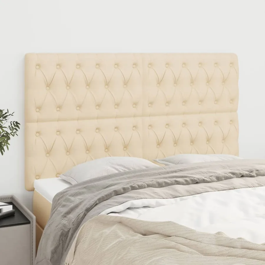 Tête de lit Crème 160x7x118/128 cm Tissu
