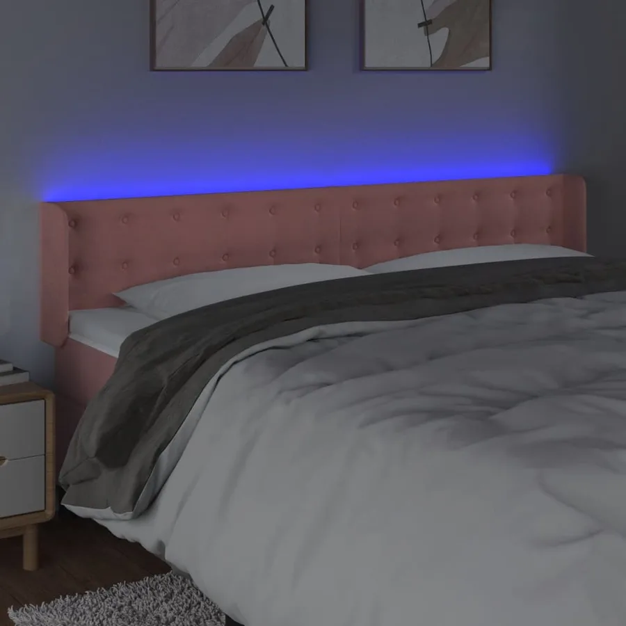Tête de lit à LED Rose 203x16x78/88 cm Velours - 4