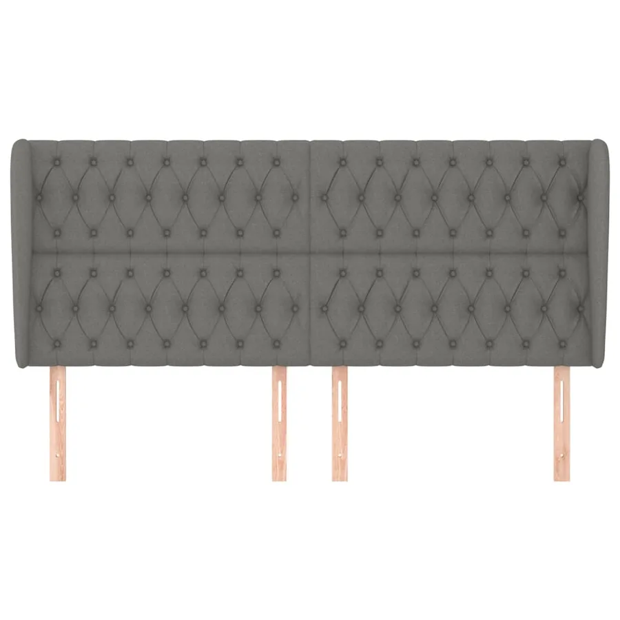 Tête de lit avec oreilles Gris foncé 183x23x118/128 cm Tissu - 3