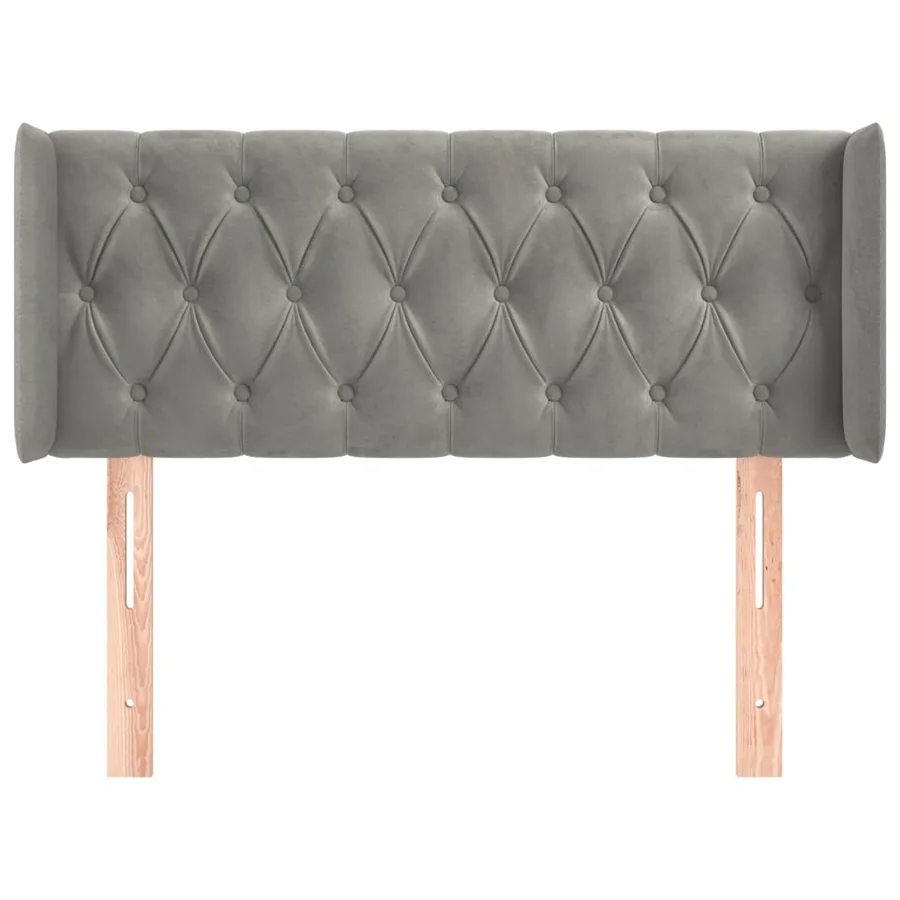 Tête de lit avec oreilles Gris clair 93x16x78/88 cm Velours - 3