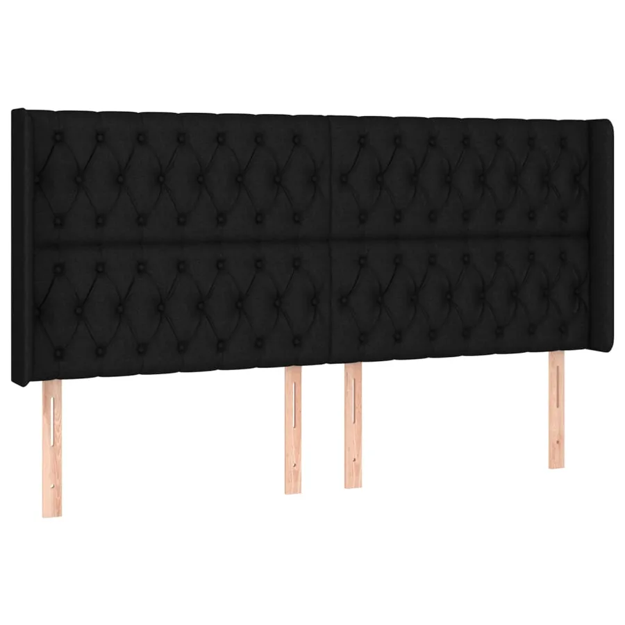 Tête de lit avec oreilles Noir 203x16x118/128 cm Tissu - 2