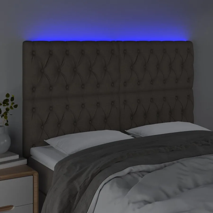 Tête de lit à LED Taupe 160x7x118/128 cm Tissu - 3