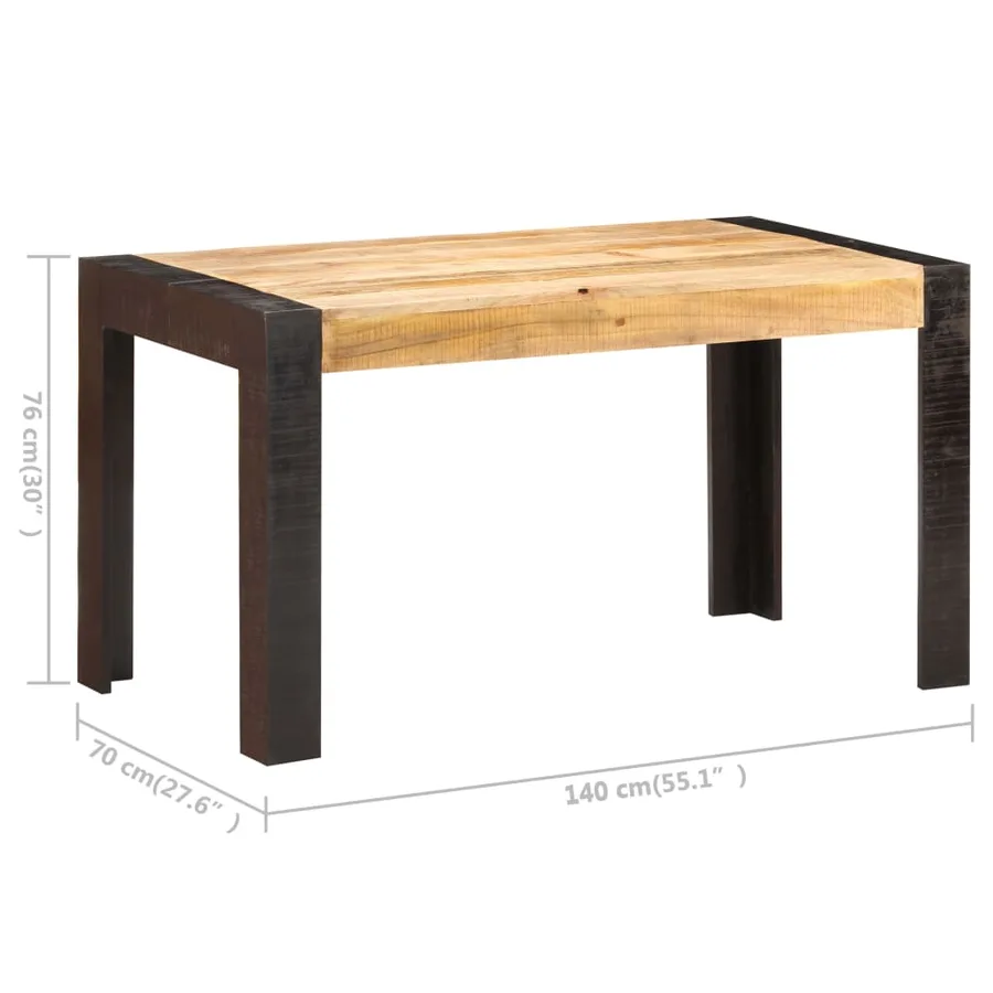 Table de salle à manger 140x70x76 cm Bois de manguier brut - 6