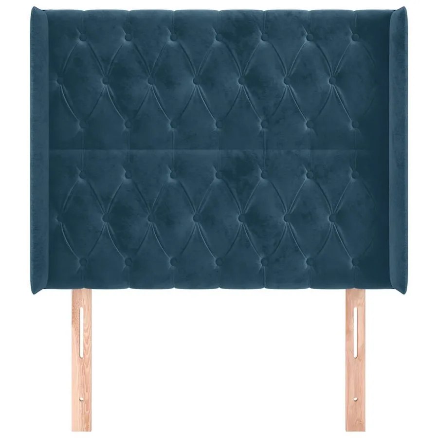 Tête de lit avec oreilles Bleu foncé 93x16x118/128 cm Velours - 3