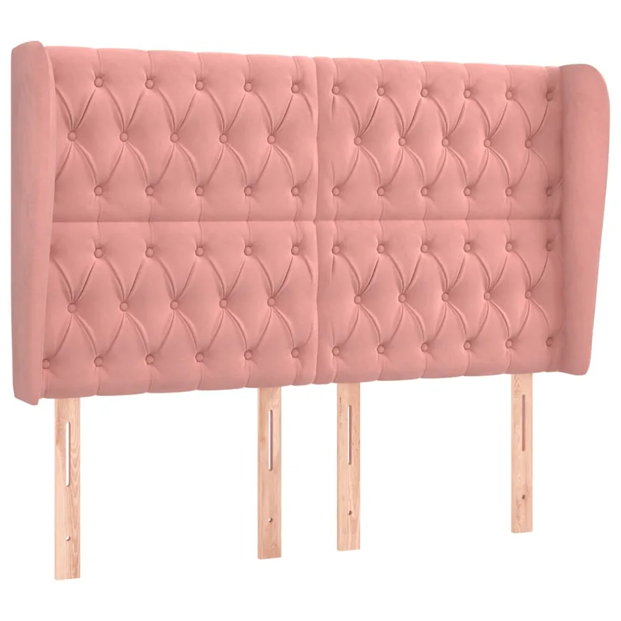 Tête de lit avec oreilles Rose 163x23x118/128 cm Velours - 2
