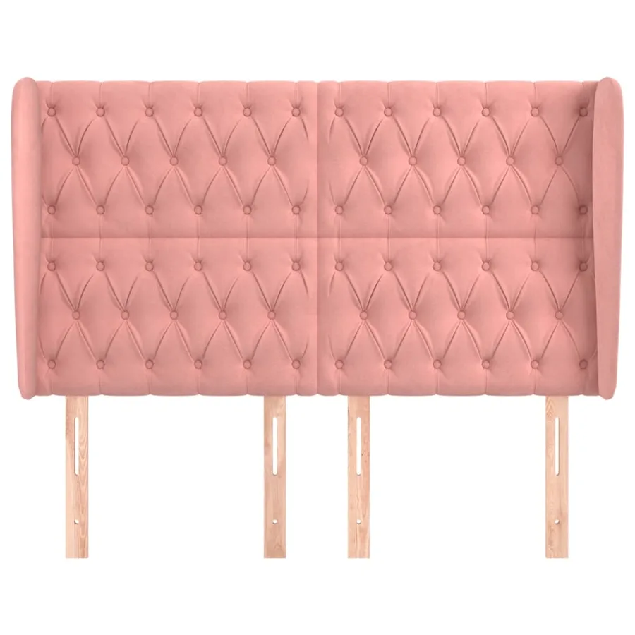 Tête de lit avec oreilles Rose 163x23x118/128 cm Velours - 3