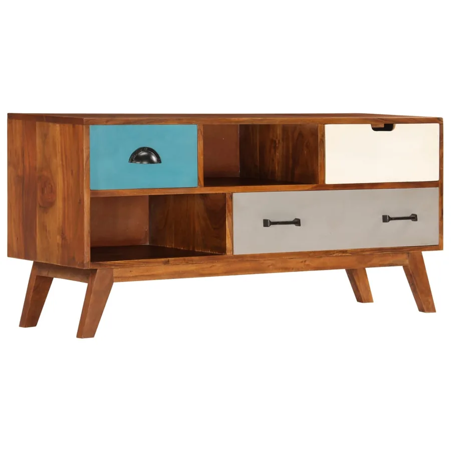 Meuble TV avec 3 tiroirs 110x35x50 cm Bois d'acacia solide - 13