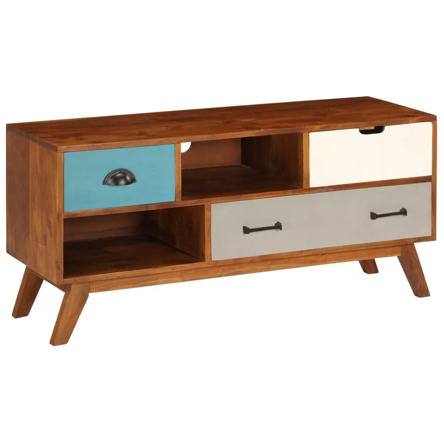 Meuble TV avec 3 tiroirs 110x35x50 cm Bois d'acacia solide - 2