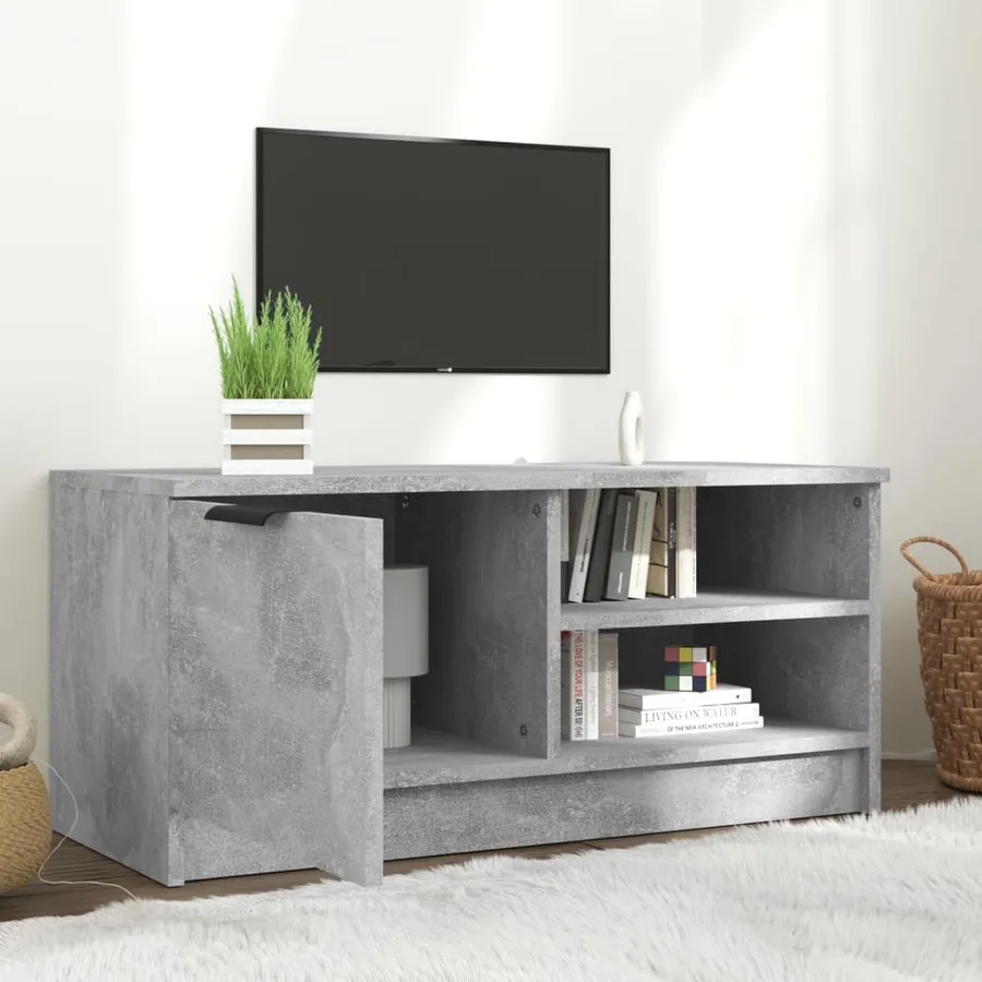 Meuble TV Gris béton 80x35x36,5 cm Bois d'ingénierie - 3