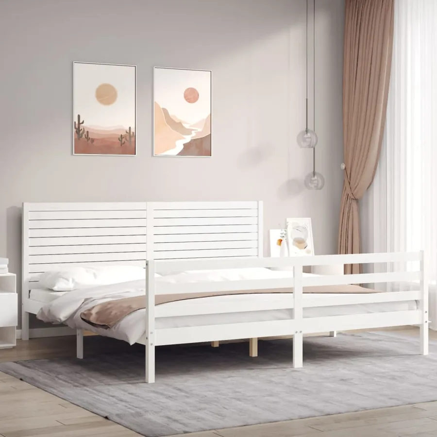 Cadre de lit sans matelas blanc 200x200 cm bois massif