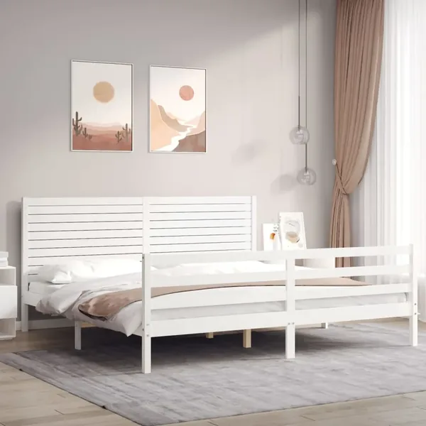 Cadre de lit sans matelas blanc 200x200 cm bois massif
